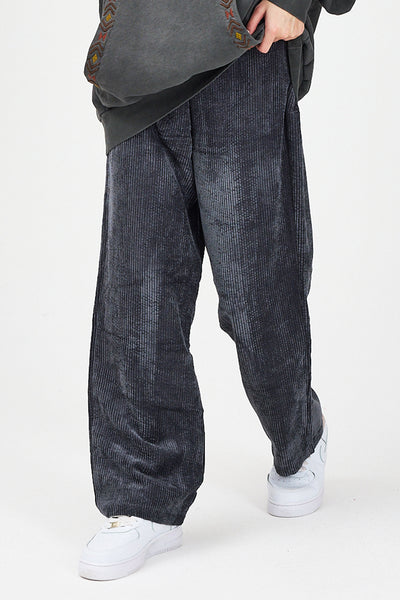 Lacivert Kadife Baggy Pantolon - Kadın