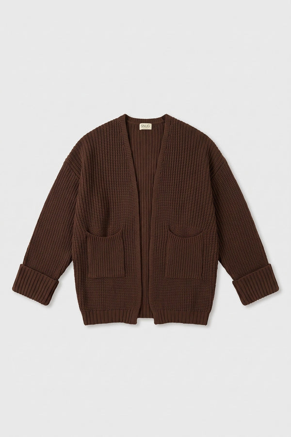 Mocha Cocoon Cepli Oversize Triko Hırka - Erkek — ürün görünümü
