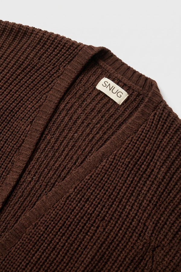 Mocha Cocoon Cepli Oversize Triko Hırka - Erkek — örgü detayı