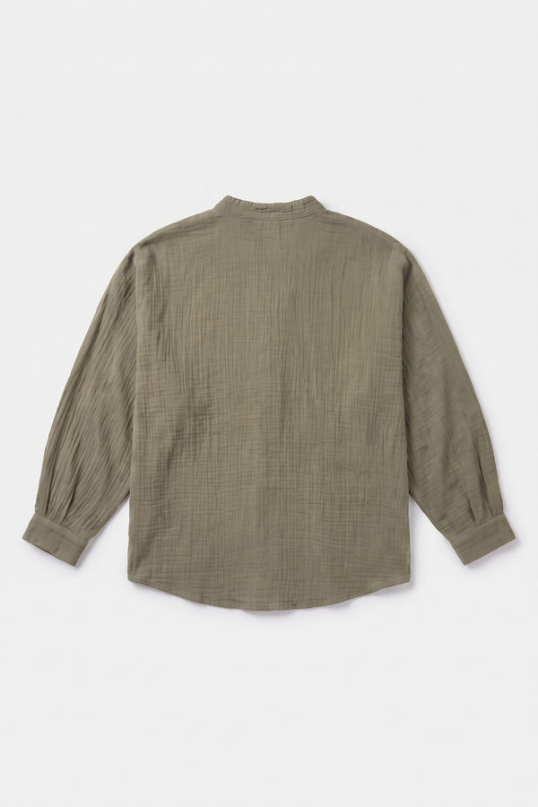 Olive Drift Oversize Gömlek - Erkek — ürün arka görünüm