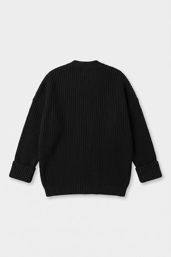Noir Cocoon Cepli Oversize Triko Hırka - Erkek — ürün arka görünüm