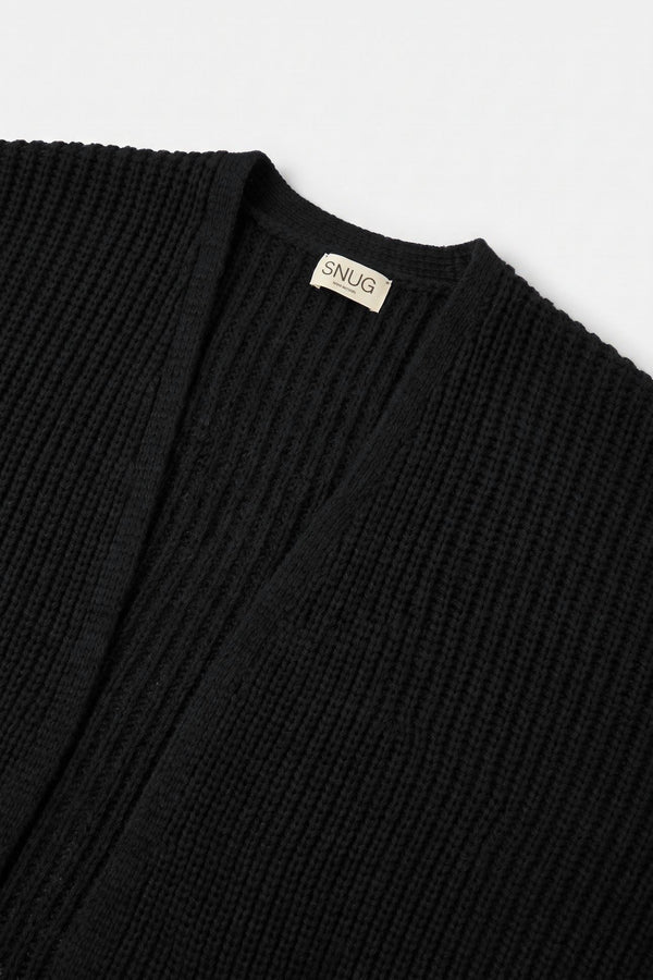 Noir Cocoon Cepli Oversize Triko Hırka - Erkek — örgü detayı
