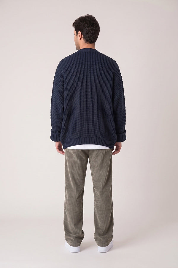 Blue Hour Cepli Oversize Triko Hırka - Erkek — arka görünüm