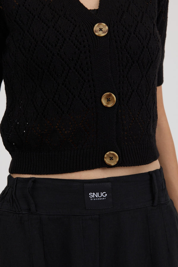 Noir Muse Düğmeli Kısa Kol Triko - Kadın — 4