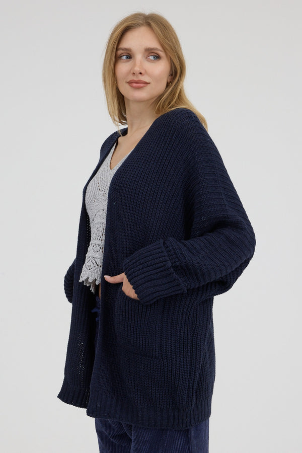 Blue Hour Cepli Oversize Triko Hırka - Kadın — yan görünüm