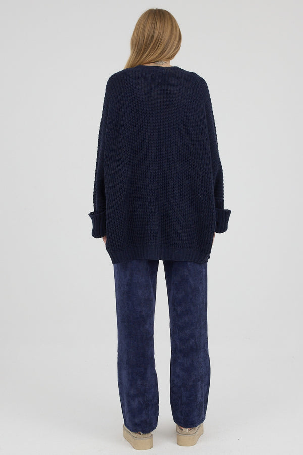 Blue Hour Cepli Oversize Triko Hırka - Kadın — arka görünüm