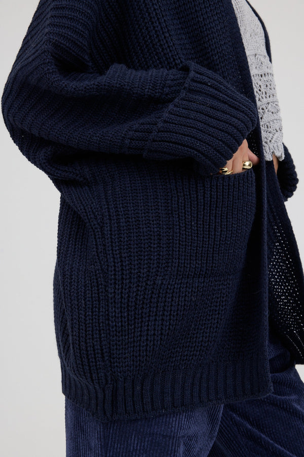 Blue Hour Cepli Oversize Triko Hırka - Kadın — detay
