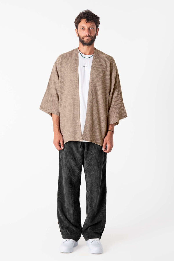 Cream triko Hırka - Erkek