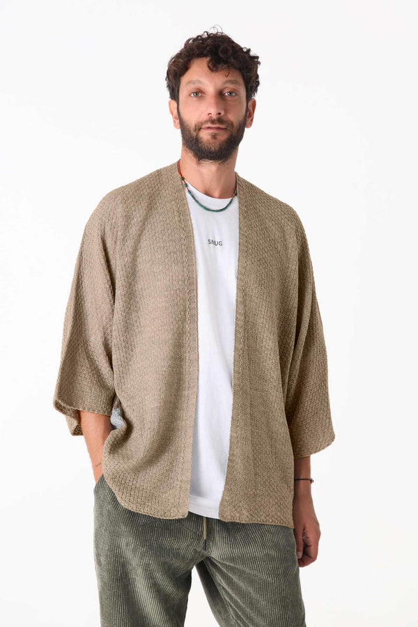 Cream triko Hırka - Erkek