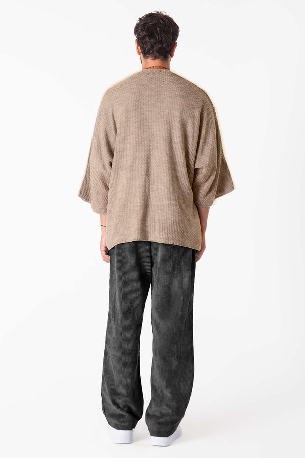 Cream triko Hırka - Erkek