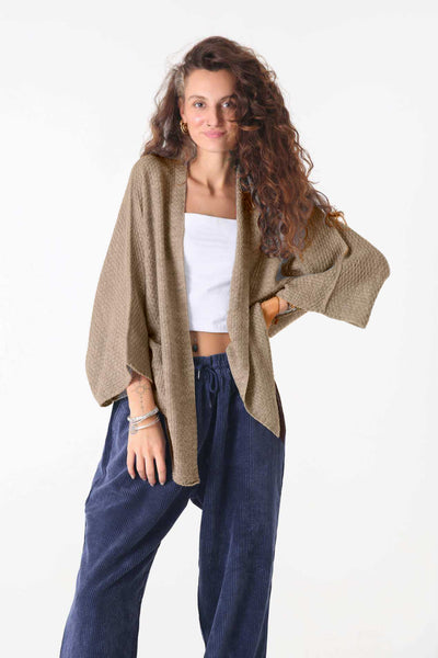 Cream triko Hırka - Kadın