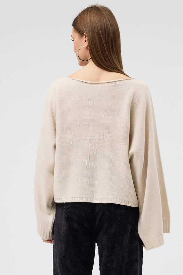 Beige CloudSoft Knit Top - Kadın