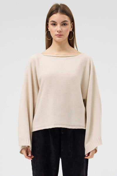 Beige CloudSoft Knit Top - Kadın