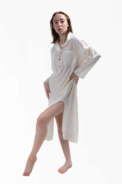White Unisex Serenity Uzun Gömlek - snugbrandwear