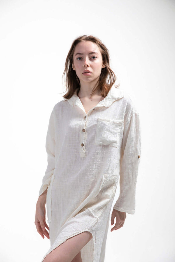 White Unisex Serenity Uzun Gömlek - snugbrandwear