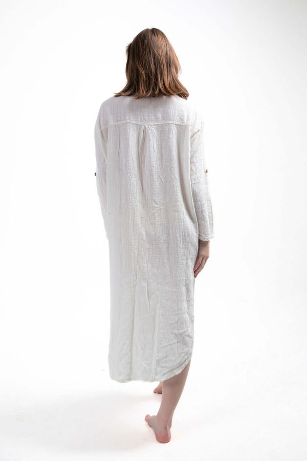 White Unisex Serenity Uzun Gömlek - snugbrandwear